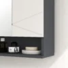 Badkamerspiegelkast, badkamerschrank met spiegel, hangkast met verstelbare plank, open vak, anti condens functie, wandkast 55x17x55cm grijs 10