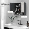 Badkamerspiegelkast, badkamerschrank met spiegel, hangkast met verstelbare plank, open vak, anti condens functie, wandkast 55x17x55cm grijs 5
