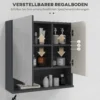 Badkamerspiegelkast, badkamerschrank met spiegel, hangkast met verstelbare plank, open vak, anti condens functie, wandkast 55x17x55cm grijs 6
