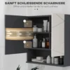 Badkamerspiegelkast, badkamerschrank met spiegel, hangkast met verstelbare plank, open vak, anti condens functie, wandkast 55x17x55cm grijs 8
