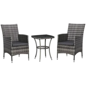 Balkonmeubelset voor 2 personen zitgroep rattan tuinset polyrattan donkergrijs 1