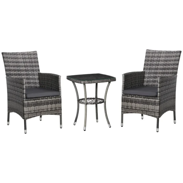 Balkonmeubelset voor 2 personen zitgroep rattan tuinset polyrattan donkergrijs 1