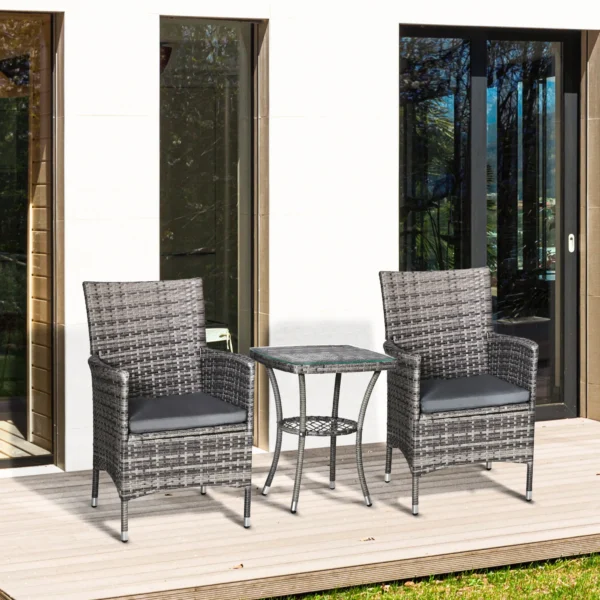 Balkonmeubelset voor 2 personen zitgroep rattan tuinset polyrattan donkergrijs 2