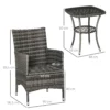 Balkonmeubelset voor 2 personen zitgroep rattan tuinset polyrattan donkergrijs 4