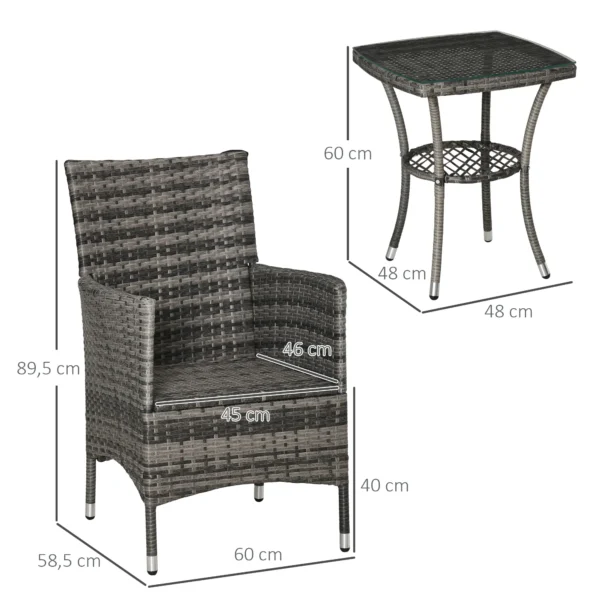 Balkonmeubelset voor 2 personen zitgroep rattan tuinset polyrattan donkergrijs 4