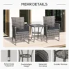 Balkonmeubelset voor 2 personen zitgroep rattan tuinset polyrattan donkergrijs 6