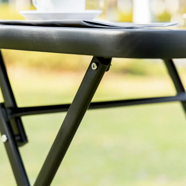 Balkonset opvouwbaar voor 2 personen zitgroep met tafel en 2 stoelen van metaalgaas in zwart grijs voor tuin en terras 10