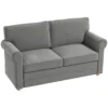 Bank 2 zitterbank met armleuning dik gestoffeerd dubbelbank modern gestoffeerde bank met s veer, linnenlook, houten poten voor slaapkamer woonkamer, 150 x 74 x 86 cm, donkergrijs 1