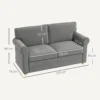 Bank 2 zitterbank met armleuning dik gestoffeerd dubbelbank modern gestoffeerde bank met s veer, linnenlook, houten poten voor slaapkamer woonkamer, 150 x 74 x 86 cm, donkergrijs 4