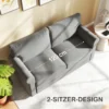 Bank 2 zitterbank met armleuning dik gestoffeerd dubbelbank modern gestoffeerde bank met s veer, linnenlook, houten poten voor slaapkamer woonkamer, 150 x 74 x 86 cm, donkergrijs 7