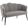 Bank voor 2 personen 132 cm bank met armleuning, schelpvormige rugleuning, klein gestoffeerde bank moderne tweezitsbank met fluwelen look, metalen poten voor woonkamer, slaapkamer grijs 1