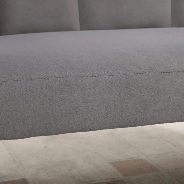 Bank voor 2 personen 132 cm bank met armleuning, schelpvormige rugleuning, klein gestoffeerde bank moderne tweezitsbank met fluwelen look, metalen poten voor woonkamer, slaapkamer grijs 10