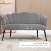 Bank voor 2 personen 132 cm bank met armleuning, schelpvormige rugleuning, klein gestoffeerde bank moderne tweezitsbank met fluwelen look, metalen poten voor woonkamer, slaapkamer grijs 6