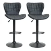 Barkruk 2 delige set retrodesign hoogte verstelbaar 360° draaibaar zwart leer voor thuiskantoor stabiel 47 x 51,5 x 89 109 cm 1