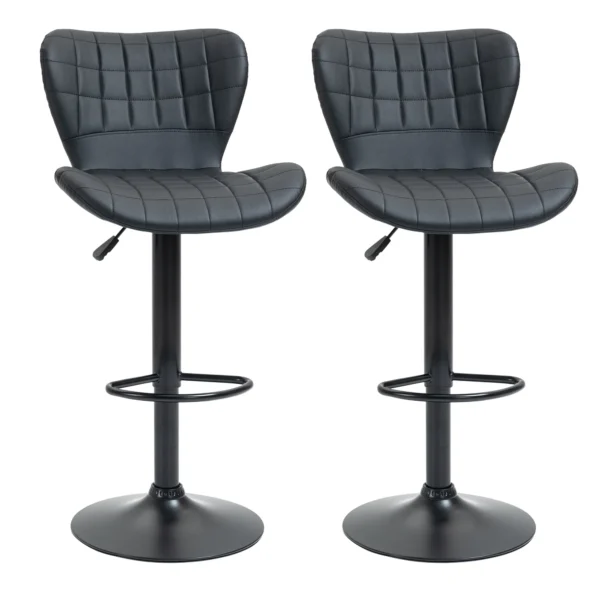 Barkruk 2 delige set retrodesign hoogte verstelbaar 360° draaibaar zwart leer voor thuiskantoor stabiel 47 x 51,5 x 89 109 cm 1