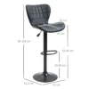 Barkruk 2 delige set retrodesign hoogte verstelbaar 360° draaibaar zwart leer voor thuiskantoor stabiel 47 x 51,5 x 89 109 cm 4