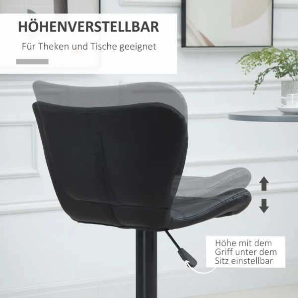 Barkruk 2 delige set retrodesign hoogte verstelbaar 360° draaibaar zwart leer voor thuiskantoor stabiel 47 x 51,5 x 89 109 cm 5