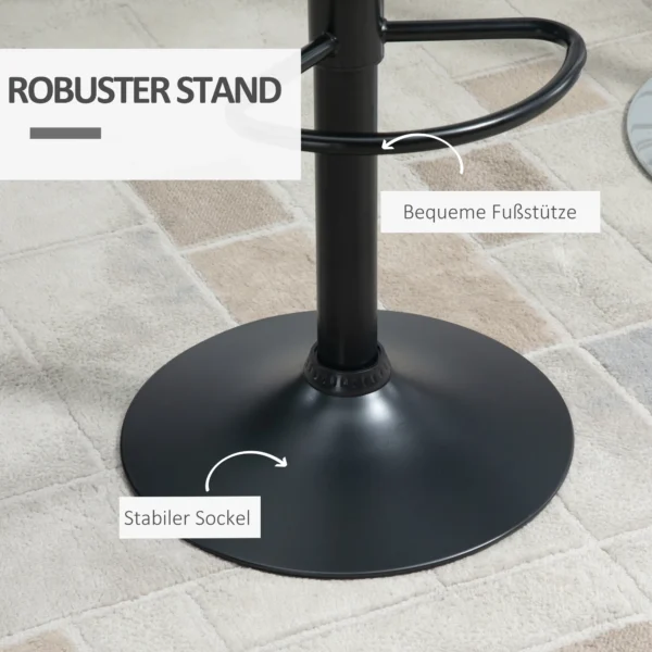 Barkruk 2 delige set retrodesign hoogte verstelbaar 360° draaibaar zwart leer voor thuiskantoor stabiel 47 x 51,5 x 89 109 cm 6