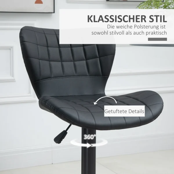 Barkruk 2 delige set retrodesign hoogte verstelbaar 360° draaibaar zwart leer voor thuiskantoor stabiel 47 x 51,5 x 89 109 cm 7