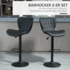Barkruk 2 delige set retrodesign hoogte verstelbaar 360° draaibaar zwart leer voor thuiskantoor stabiel 47 x 51,5 x 89 109 cm 8