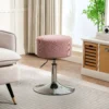 Barkruk, gestoffeerde barkruk met metalen frame, koordlook, verstelbare hoogte keukenstoel met voetensteun 360° draaibare toonbankkruk voor keuken, woonkamer, eetkamer roze 1