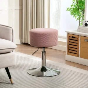 Barkruk, gestoffeerde barkruk met metalen frame, koordlook, verstelbare hoogte keukenstoel met voetensteun 360° draaibare toonbankkruk voor keuken, woonkamer, eetkamer roze 1