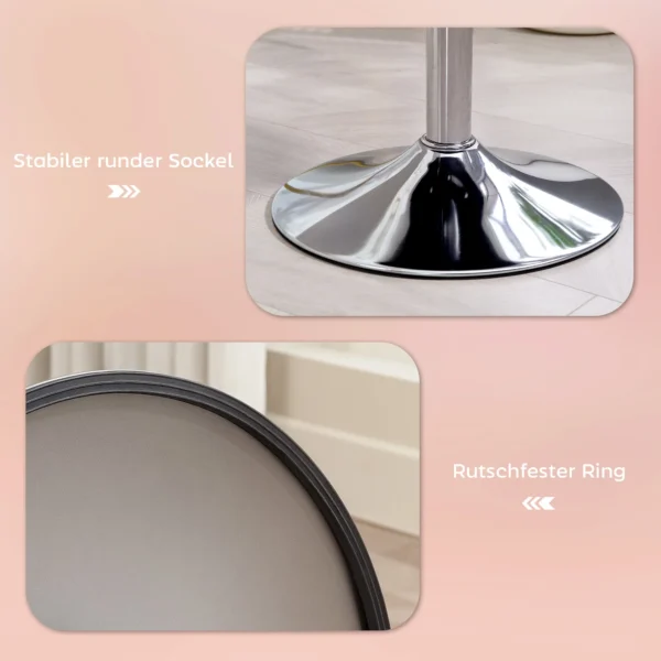 Barkruk, gestoffeerde barkruk met metalen frame, koordlook, verstelbare hoogte keukenstoel met voetensteun 360° draaibare toonbankkruk voor keuken, woonkamer, eetkamer roze 7