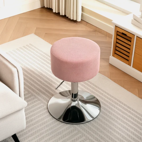Barkruk, gestoffeerde barkruk met metalen frame, koordlook, verstelbare hoogte keukenstoel met voetensteun 360° draaibare toonbankkruk voor keuken, woonkamer, eetkamer roze 9