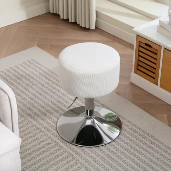 Barkruk, gestoffeerde barkruk met metalen frame, koordlook, verstelbare hoogte keukenstoel met voetensteun 360° draaibare toonbankkruk voor keuken, woonkamer, eetkamer wit 6