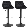 Barkrukken 2 delig set verstelbare hoogte zwart bistrokrukken met voetsteun & rugleuning van fluweel & metaal 46x48x83 104cm 1