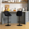 Barkrukken 2 delig set verstelbare hoogte zwart bistrokrukken met voetsteun & rugleuning van fluweel & metaal 46x48x83 104cm 2