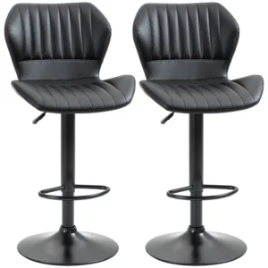 Barkrukken verstelbaar in hoogte 2 delige set draaistoelen 360° draaibaar met rugleuning kunstleer 48,5x55,5x90 110cm voor keuken & bar 1