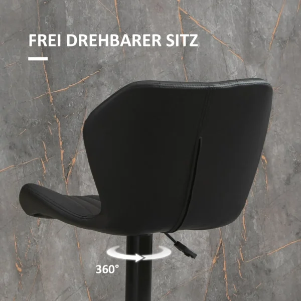 Barkrukken verstelbaar in hoogte 2 delige set draaistoelen 360° draaibaar met rugleuning kunstleer 48,5x55,5x90 110cm voor keuken & bar 7