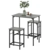 Bartafel set bartafel met barstoel set eettafel met 2 stoelen met antislip voetkussen keukentafel voor eetkamer, keuken, grijs 1