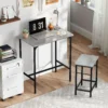 Bartafel set bartafel met barstoel set eettafel met 2 stoelen met antislip voetkussen keukentafel voor eetkamer, keuken, grijs 10