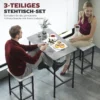 Bartafel set bartafel met barstoel set eettafel met 2 stoelen met antislip voetkussen keukentafel voor eetkamer, keuken, grijs 5