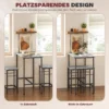 Bartafel set bartafel met barstoel set eettafel met 2 stoelen met antislip voetkussen keukentafel voor eetkamer, keuken, grijs 6