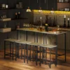 Bartafel set bartafel met barstoel set eettafel met 2 stoelen met antislip voetkussen keukentafel voor eetkamer, keuken, grijs 8