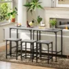 Bartafel set bartafel met barstoel set eettafel met 2 stoelen met antislip voetkussen keukentafel voor eetkamer, keuken, grijs 9