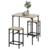 Bartafel set bartafel met barstoel set eettafel met 2 stoelen met antislip voetkussen keukentafel voor eetkamer, keuken, natuurhout 1