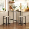Bartafel set bartafel met barstoel set eettafel met 2 stoelen met antislip voetkussen keukentafel voor eetkamer, keuken, natuurhout 2