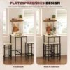 Bartafel set bartafel met barstoel set eettafel met 2 stoelen met antislip voetkussen keukentafel voor eetkamer, keuken, natuurhout 6