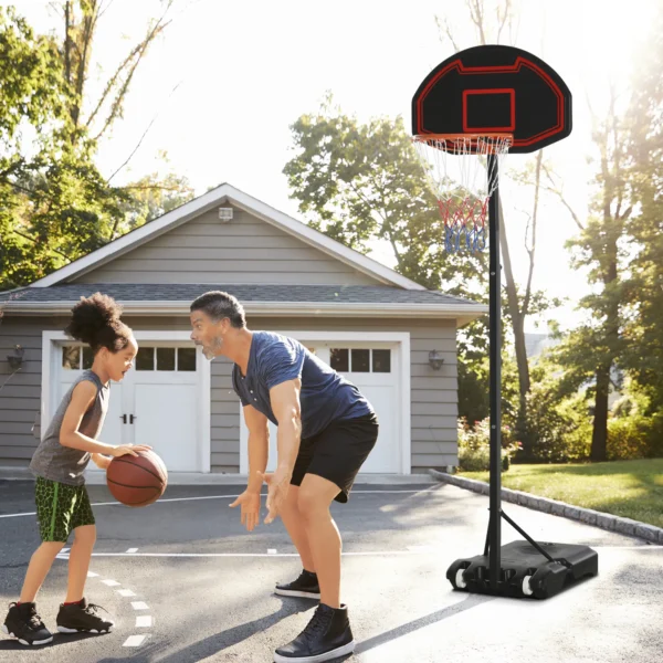 Basketbalring met standaard outdoor in hoogte verstelbaar 195 250 cm voor kinderen 8 14 jaar met wielen 2