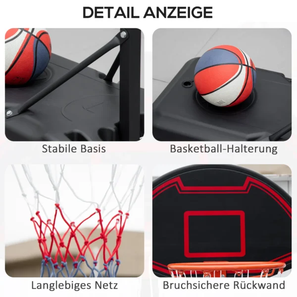 Basketbalring met standaard outdoor in hoogte verstelbaar 195 250 cm voor kinderen 8 14 jaar met wielen 8