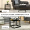Bijzettafel 2 delige set salontafelset koffietafel met glazen tafelblad vierkante banktafel van staal zwart voor woonkamer 5