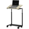 Bijzettafel in c vorm, hoogteverstelbare salontafel met wielen, sofatafel laptop tafel voor kleine ruimtes, woonkamer, 55 x 36 x 62,5 82,5 cm, wit 1