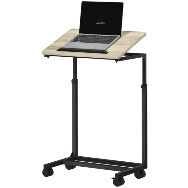 Bijzettafel in c vorm, hoogteverstelbare salontafel met wielen, sofatafel laptop tafel voor kleine ruimtes, woonkamer, 55 x 36 x 62,5 82,5 cm, wit 1