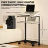 Bijzettafel in c vorm, hoogteverstelbare salontafel met wielen, sofatafel laptop tafel voor kleine ruimtes, woonkamer, 55 x 36 x 62,5 82,5 cm, wit 5