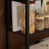 Bijzettafel kleine salontafel met 2 planken, nachtkastje sofatafel met stalen frame voor woonkamer, slaapkamer, zwart 10