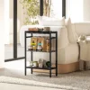 Bijzettafel kleine salontafel met 2 planken, nachtkastje sofatafel met stalen frame voor woonkamer, slaapkamer, zwart 2